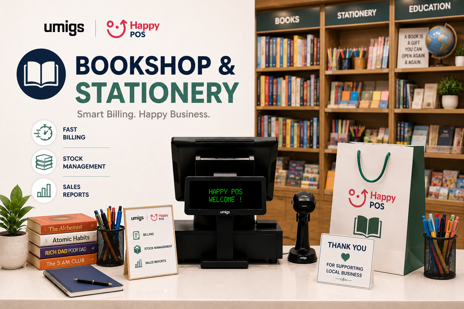 Bookshop & Stationery illustration